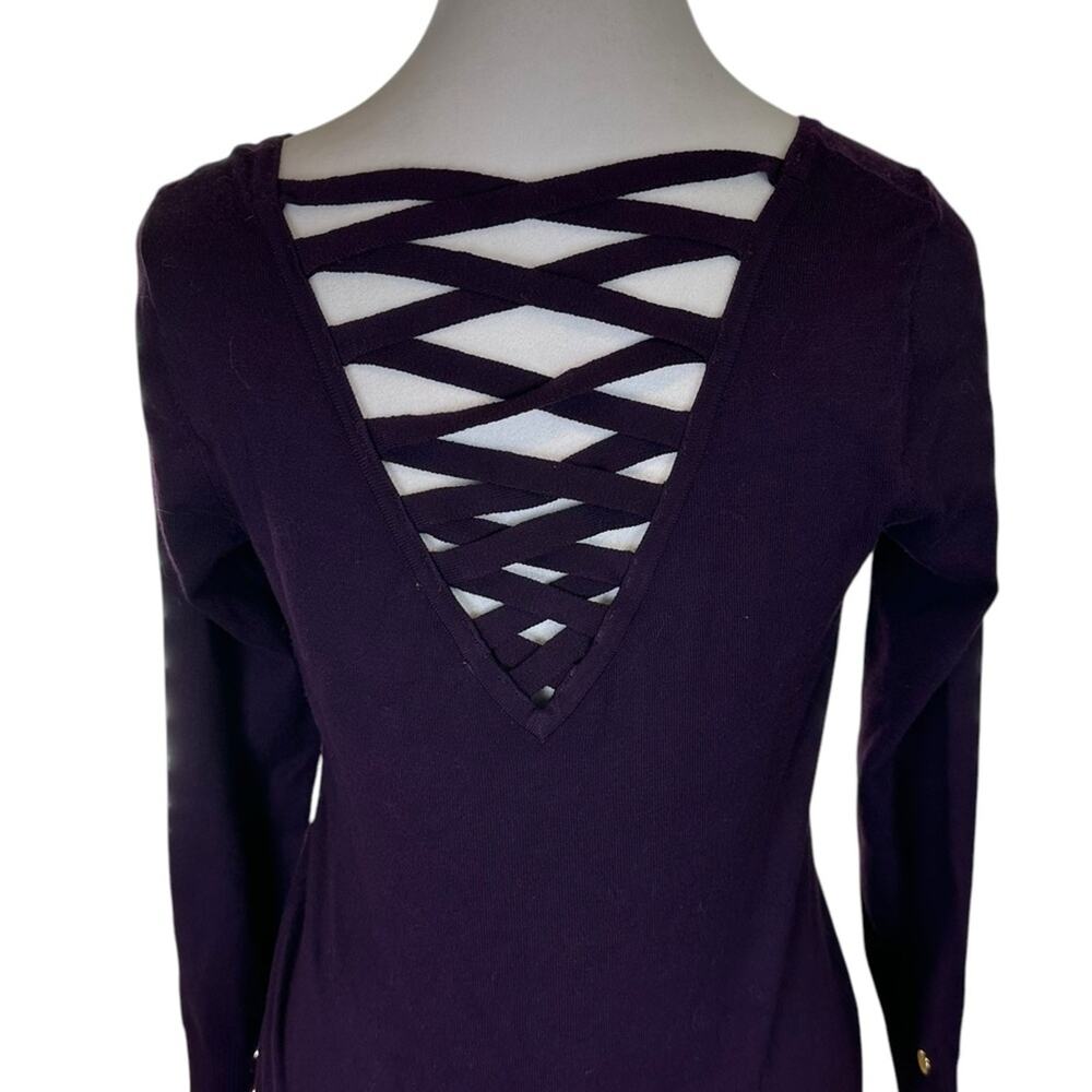 Cache Cross Back Sweater Burgundy Size Small - image 6